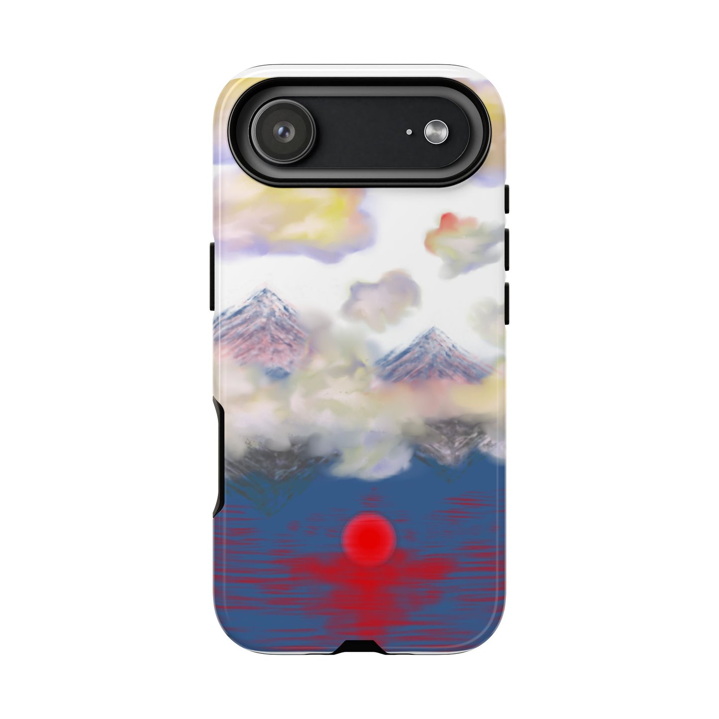 Phone Case — Misty Mountain Sunrise with Red Sun Reflection