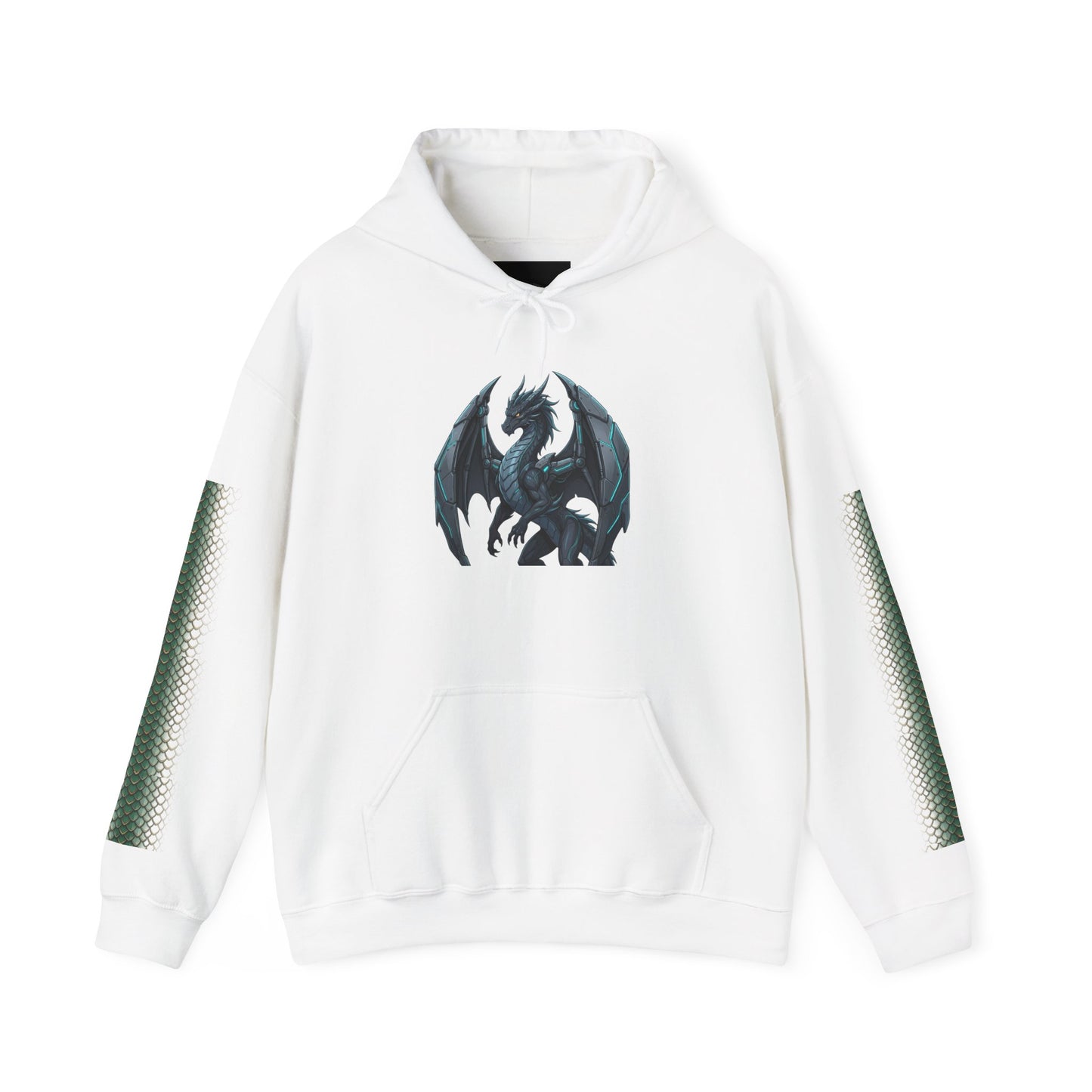 Dragon Wings Hoodie — Black Dragon Chest & Feathered Wings Back Print