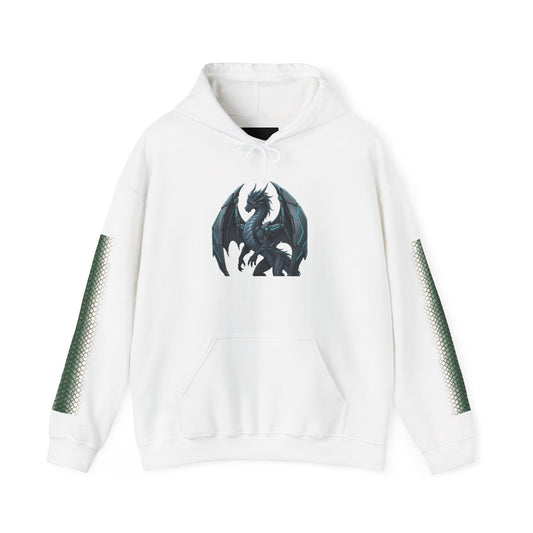 Dragon Wings Hoodie — Black Dragon Chest & Feathered Wings Back Print