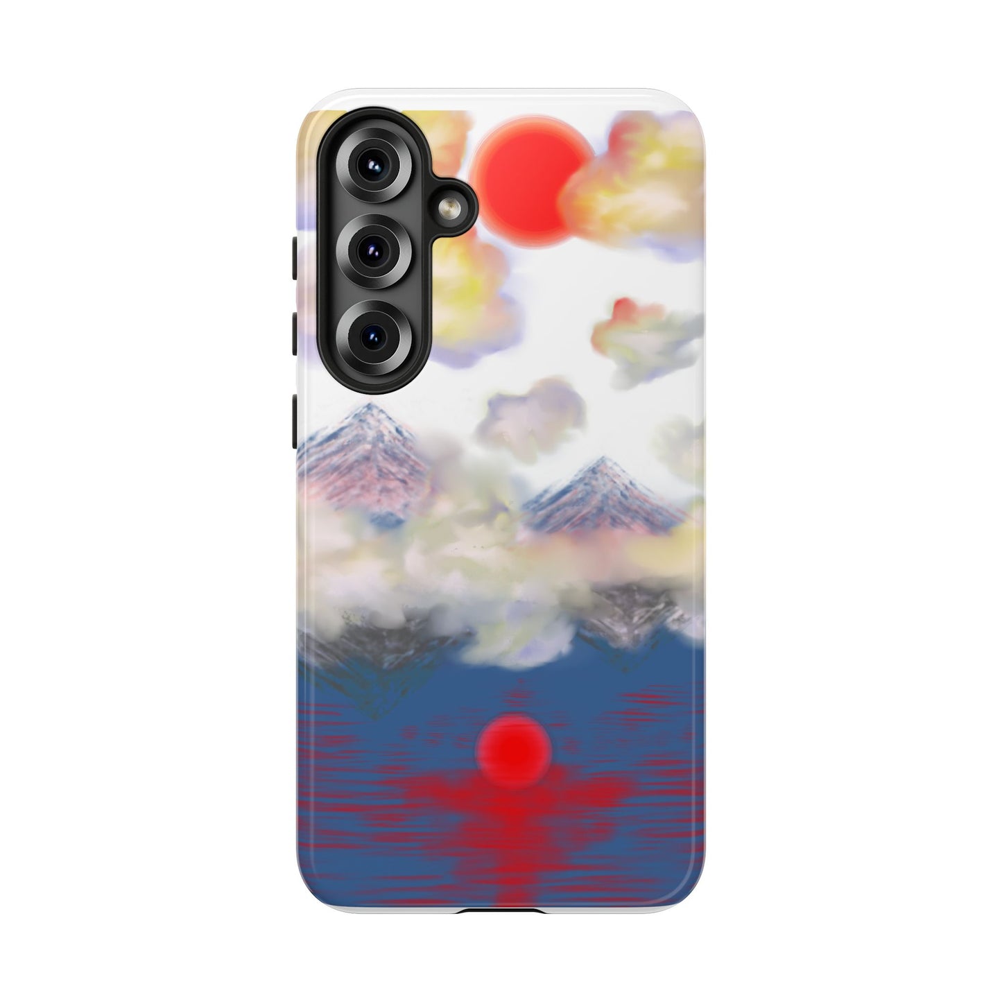 Phone Case — Misty Mountain Sunrise with Red Sun Reflection