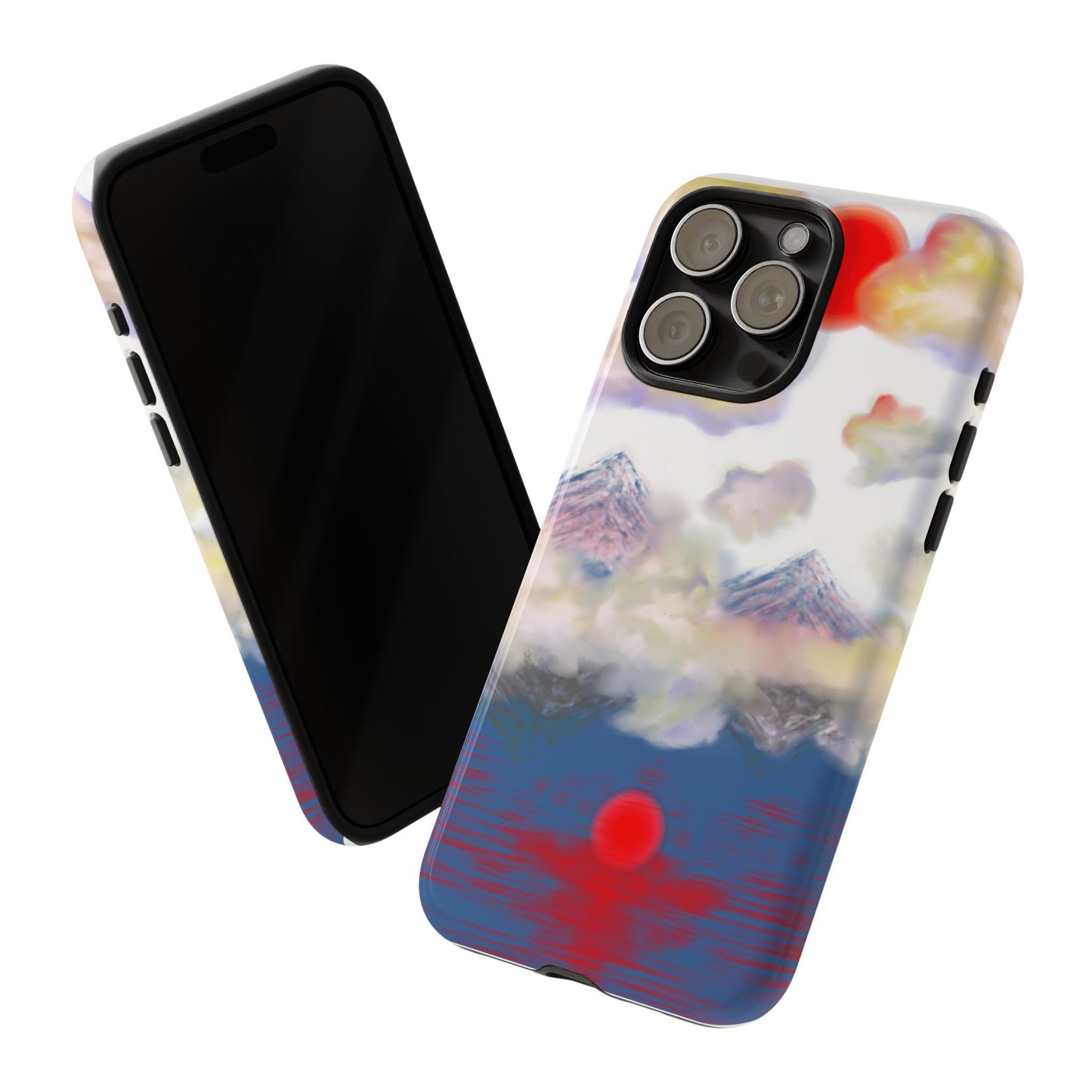 Phone Case — Misty Mountain Sunrise with Red Sun Reflection